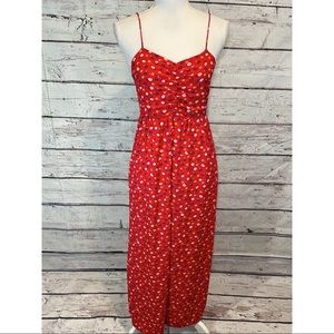 MADEWELL Jumpsuit "Prairie Posies" Wide Leg Sleeveless Red Floral-0